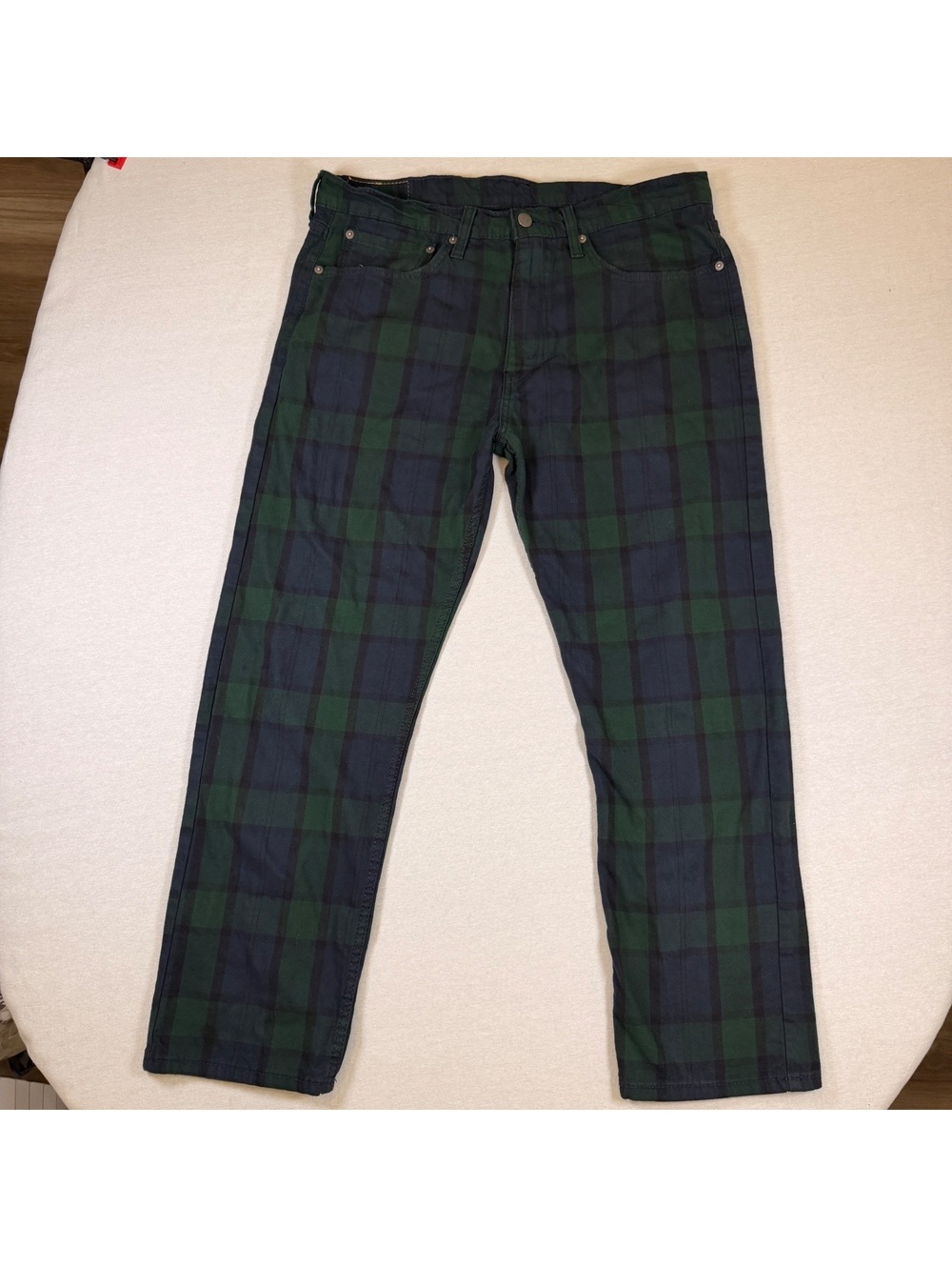Levis 502 Regular Taper Pants Mens 34x29 Blackwatch Plaid